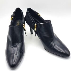 LAUREN RALPH LAUREN Black Leather Ankle Booties Size 9.5. #1333